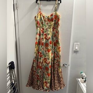 Anthropologie Hutch Tropical Floral and Leopard Maxi Dress